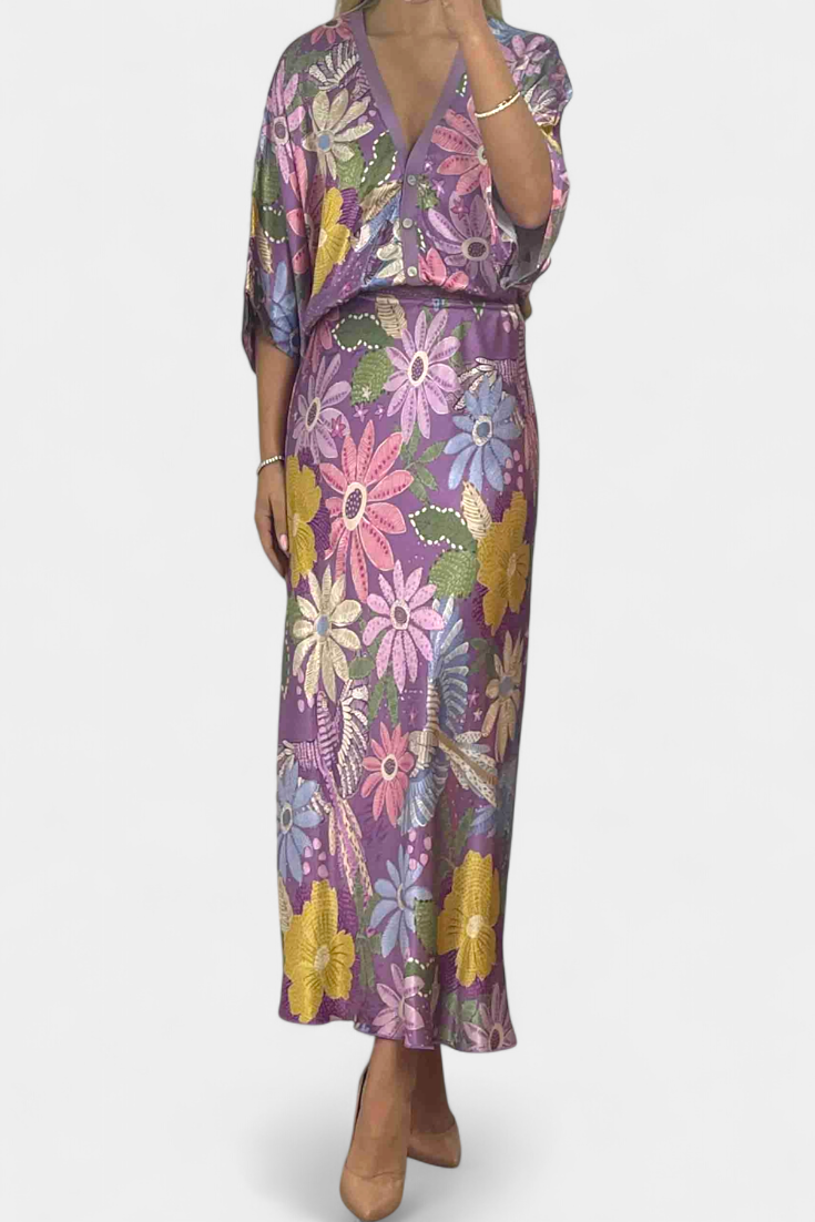 Shae Gėlių Žvejys Uodegos Marškiniai ir Sijonų Komplektas