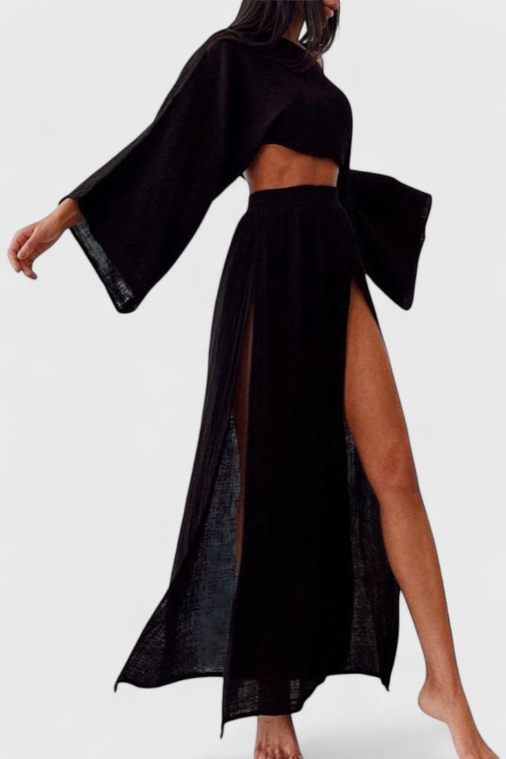 Martha Dviejų Dalių Komplektas su Aukštu Iškirpimu