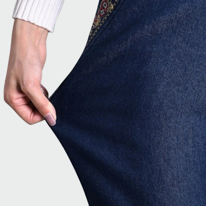 Rūta™ - Stilingi moteriški džinsai su šoninėmis kišenėmis ir elastinga juosmeniu