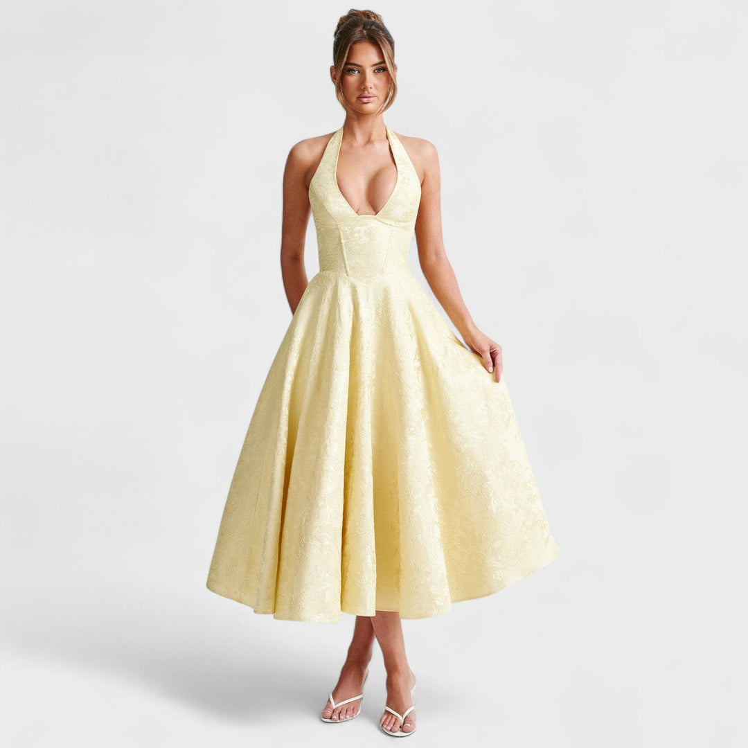 Halina - Midi suknelė su korsetu ir volanais