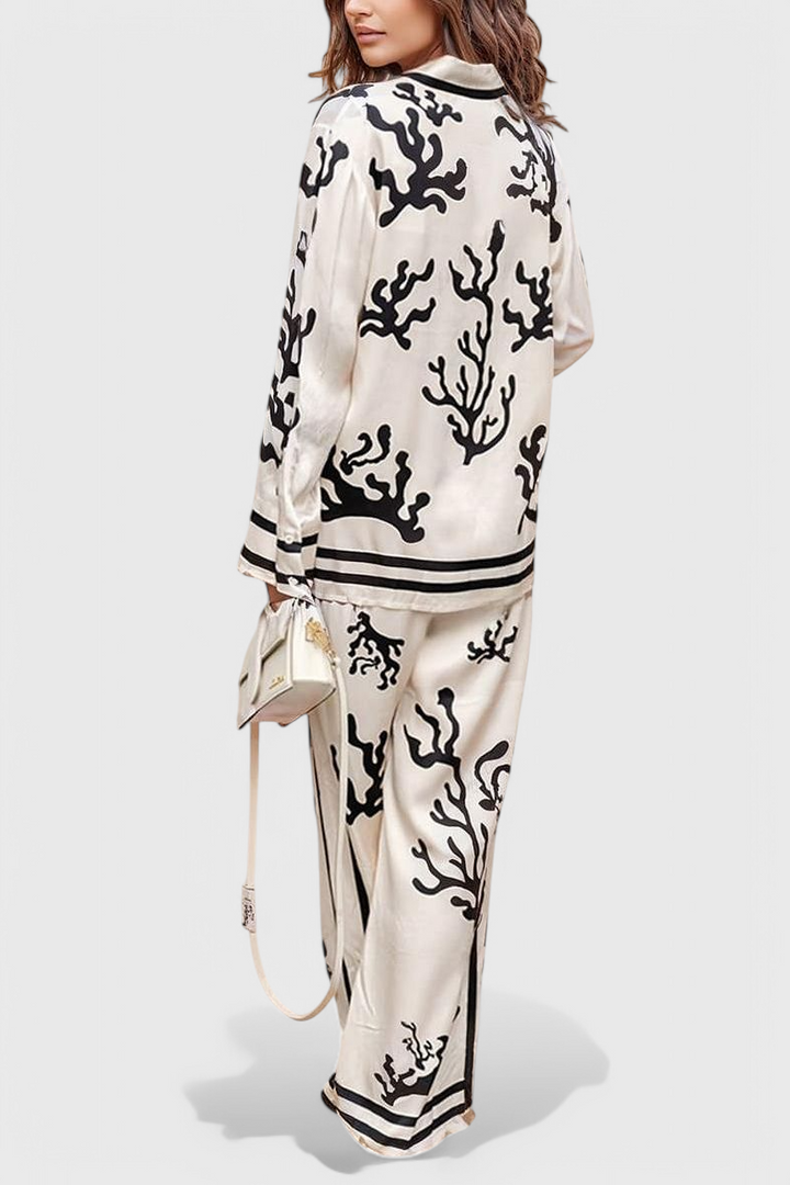 Nazaret Plati Kelnės Komplektas su Menišku Spaudiniu