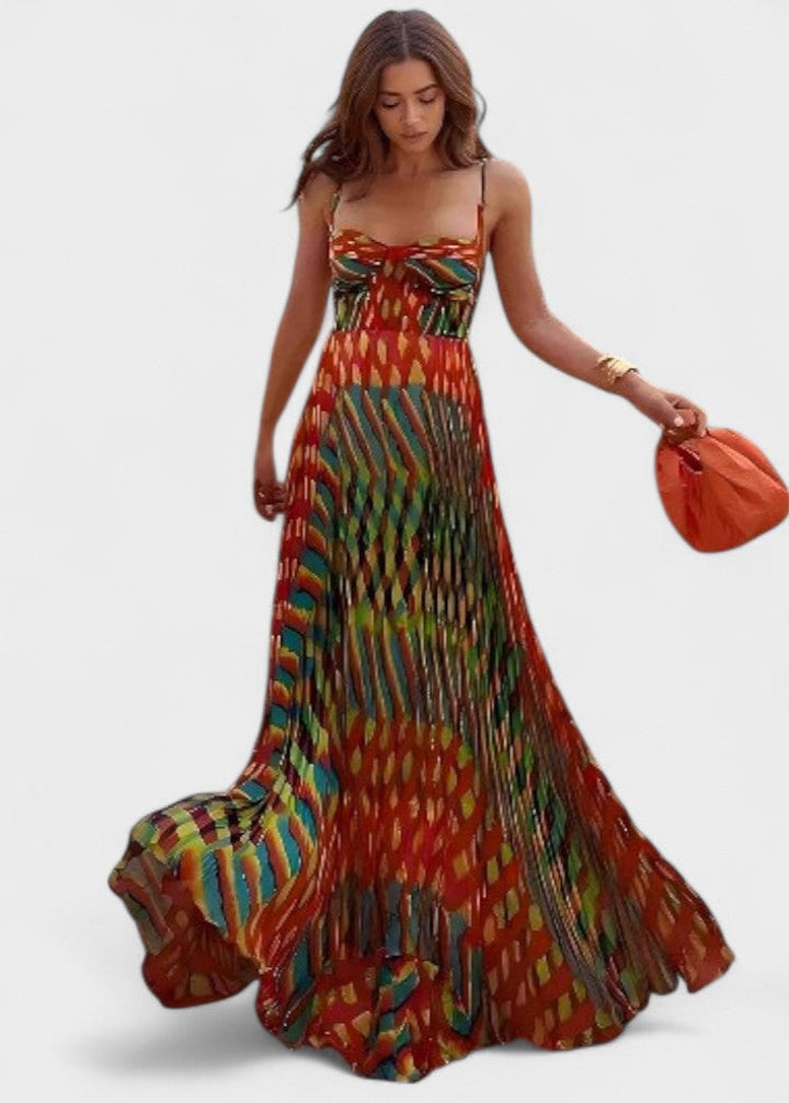 Arija | Maxi suknelė be rankovių su abstrakčiu raštu