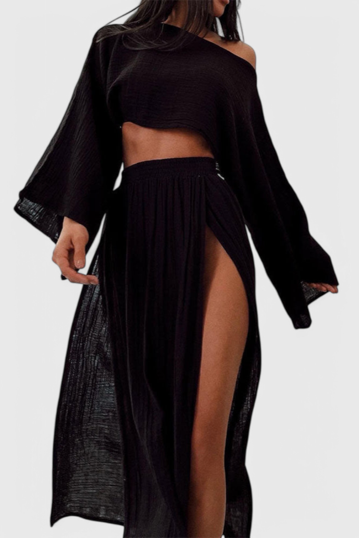 Martha Dviejų Dalių Komplektas su Aukštu Iškirpimu