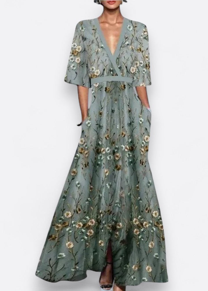 Romi - Elegantiška gėlių maksi suknelė 