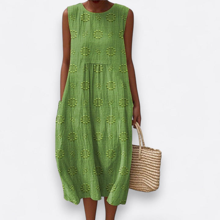 Franca | Rankovių neturintis medvilninis suknelė su kišenėmis