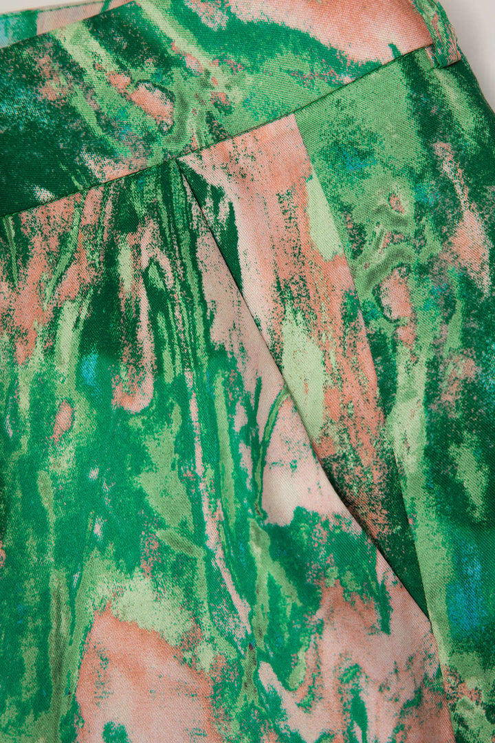 Inna Aukšto Liemens Tiesios Kelnės su Marmuro Raštu