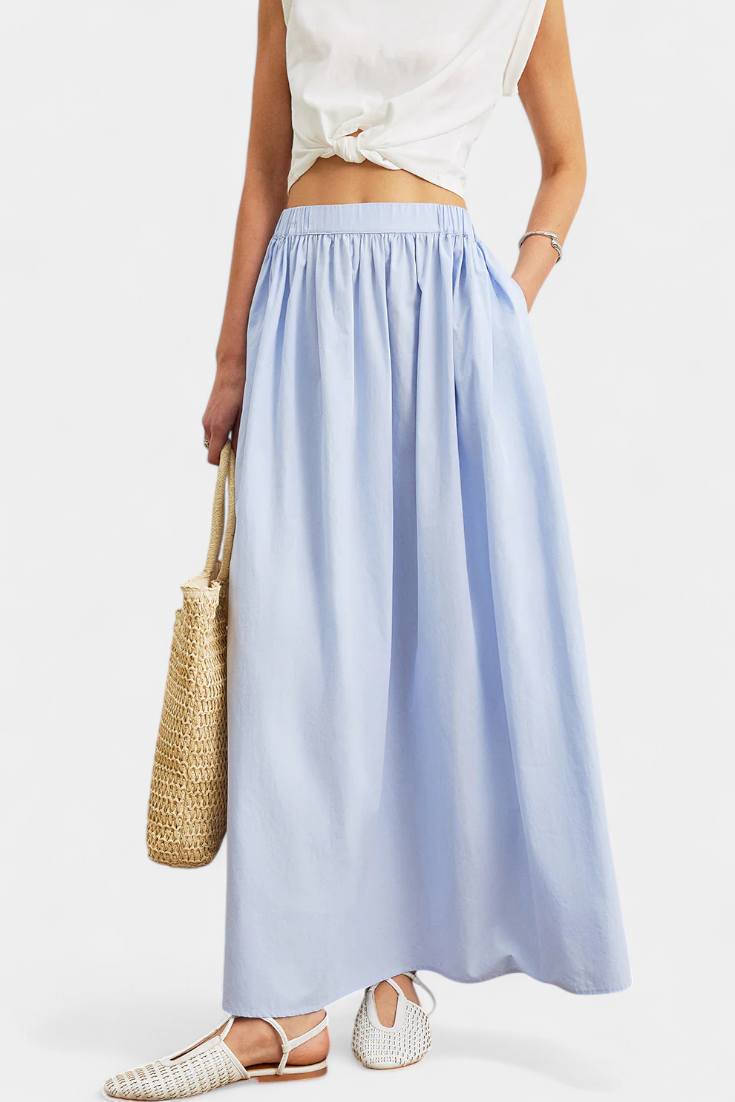 Yora A-linijos medvilniniai sijonai su elastinga juosta ir kišenėmis