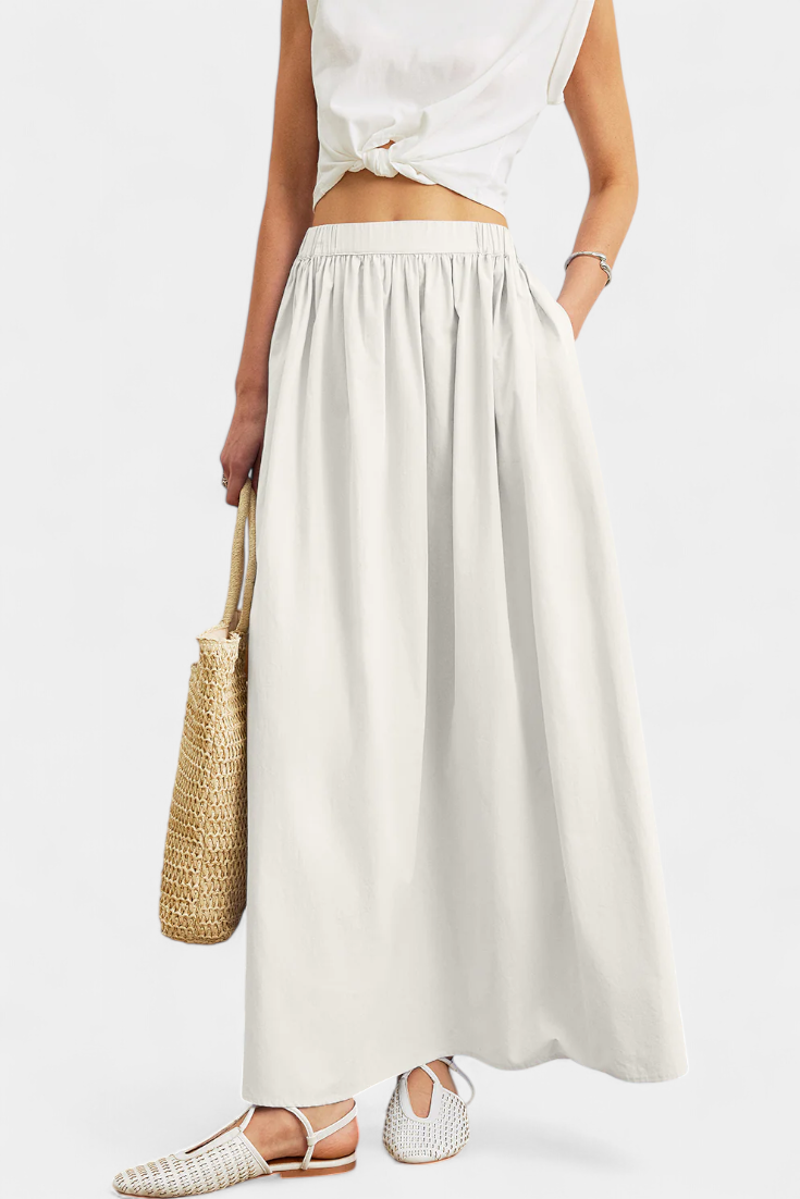 Yora A-linijos medvilniniai sijonai su elastinga juosta ir kišenėmis