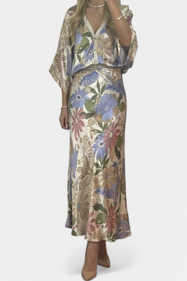 Shae Gėlių Žvejys Uodegos Marškiniai ir Sijonų Komplektas