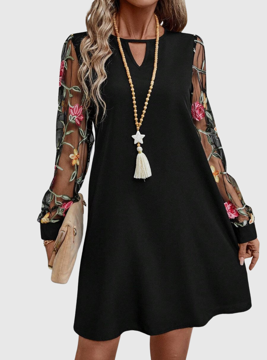 Zuzana | Elegantní šaty s výstřihem do V a výraznými rukávy 2XL