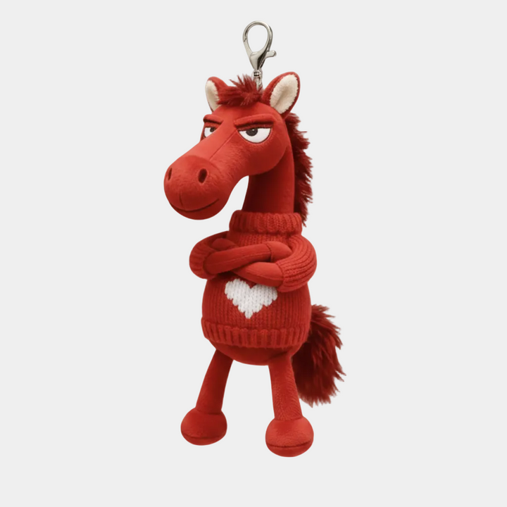 Įžūlus arklys - raudonas raktų pakabukas