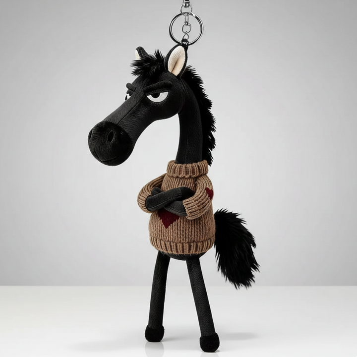 Įžūlus arklys - juodas ir rudas raktų pakabukas