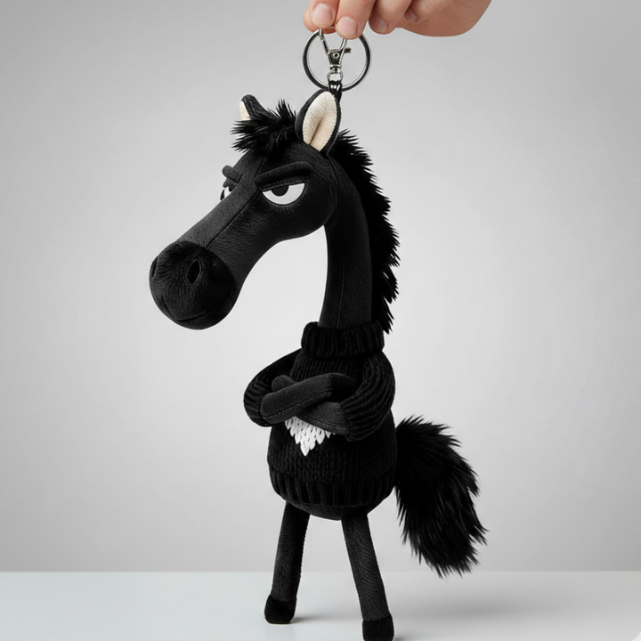 Įžūlus arklys - juodas su širdele raktų pakabuku
