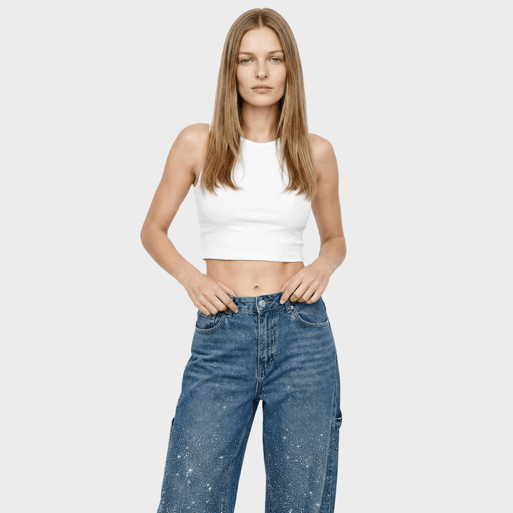 Dariya džinsai Cargo Balloon su blizgučiais ir akmenų aplikacijomis