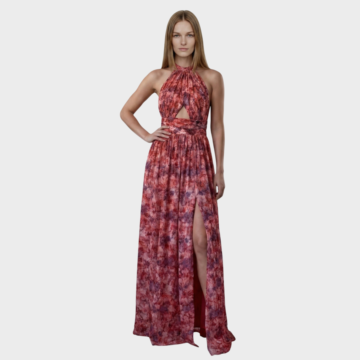 Floraria - Ilga suknelė su halteriu ir atvirais nugaros kraštais