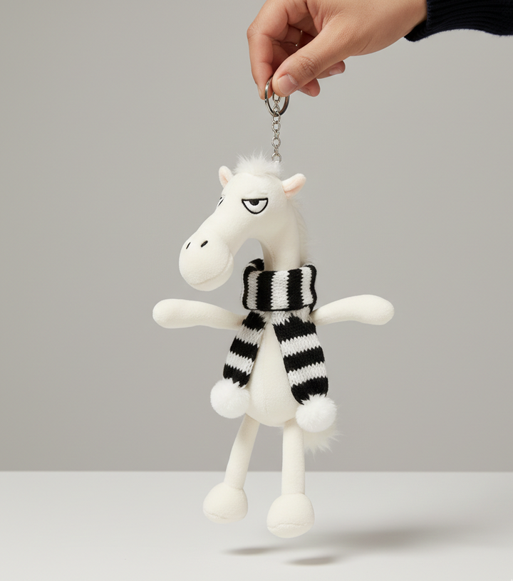 Baltas ir juodas „Cheeky Horse“ raktų pakabukas