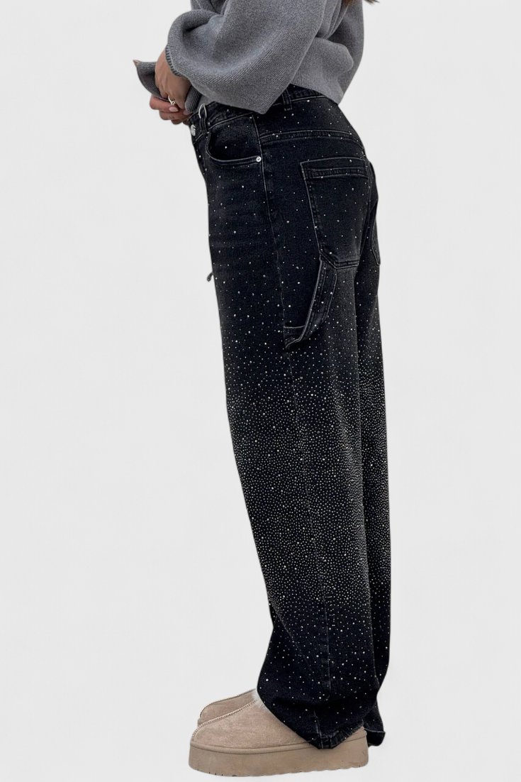 Dariya džinsai Cargo Balloon su blizgučiais ir akmenų aplikacijomis