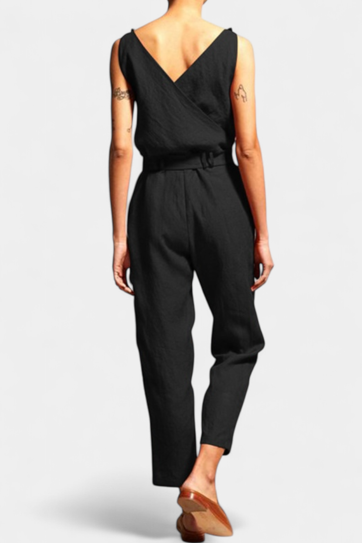 Maggie Mono be Rankovių su V formos Iškirpte ir Kryžminiu Juosmeniu Iš Medvilnės