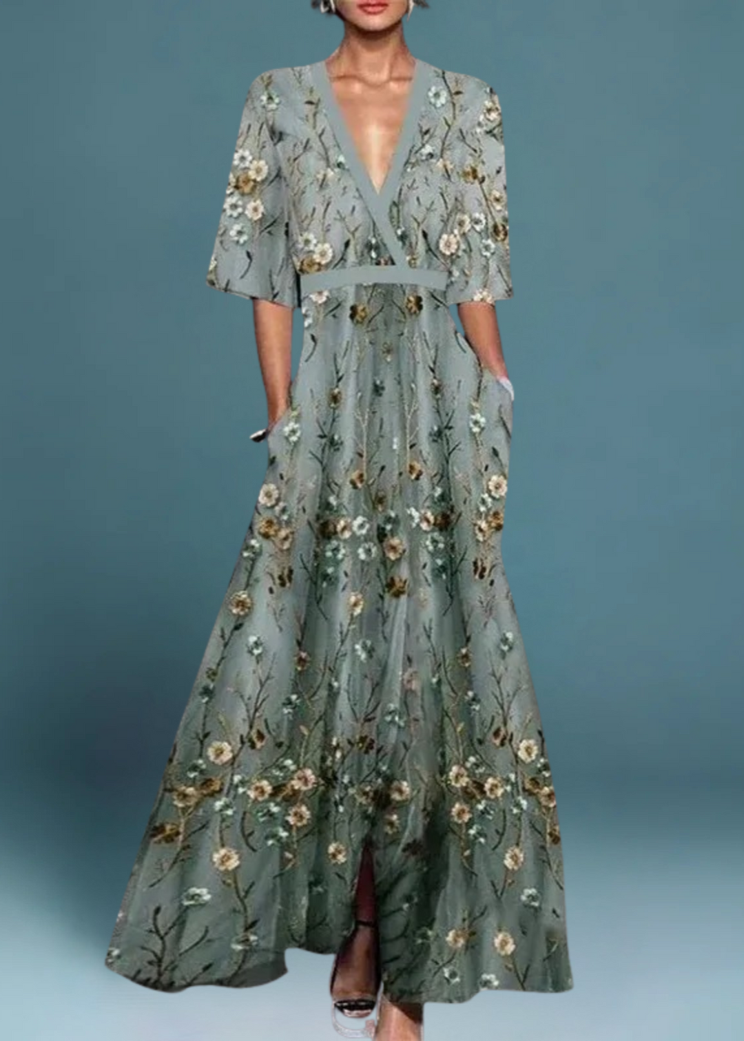 Romi - Elegantiška gėlių maksi suknelė 