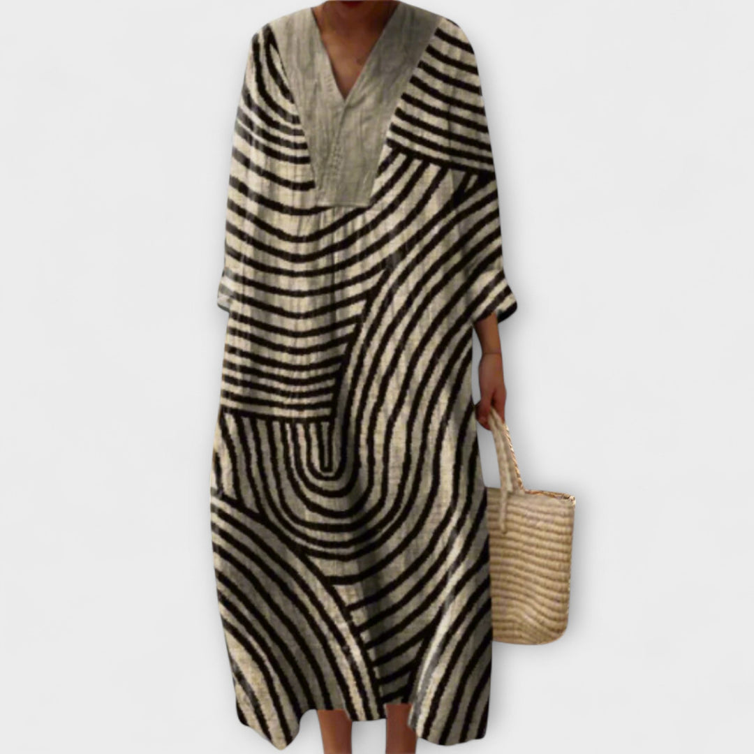 Abigail - Stylové geometrické šaty 3XL