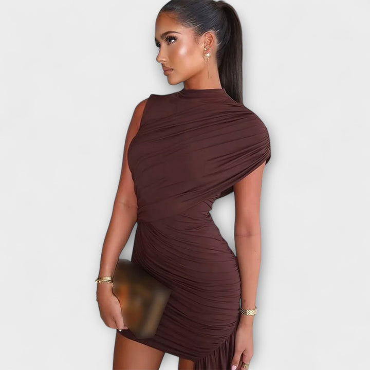 Dlouhé šaty s rolákem Hnědá