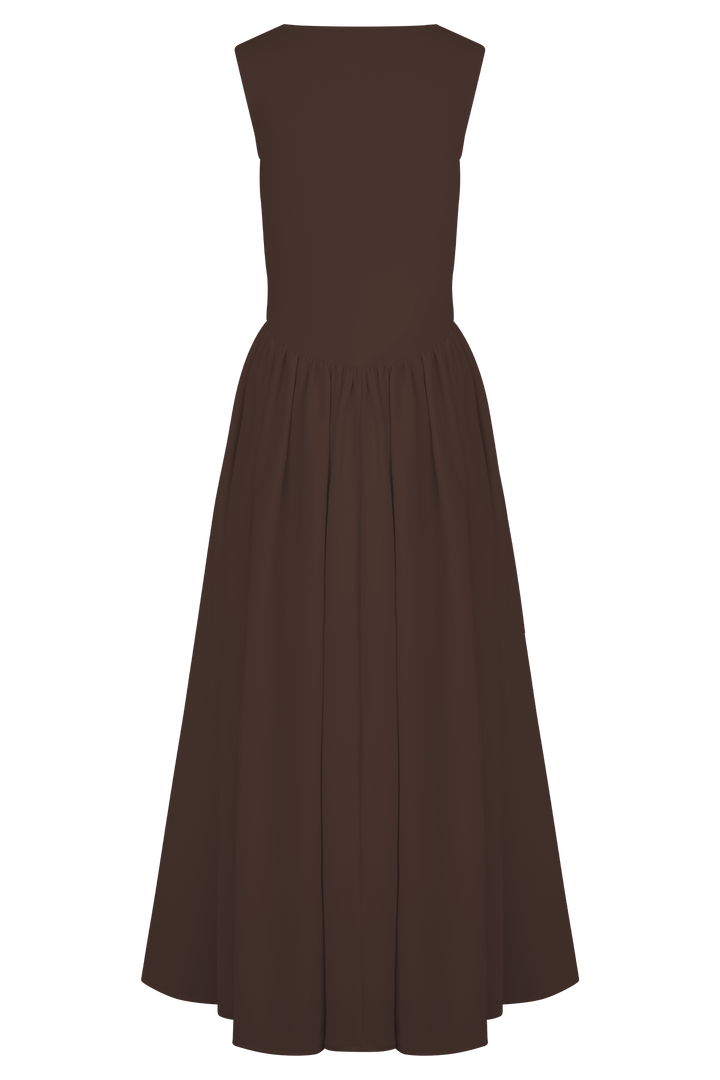 Sharon | Midi suknelė iš špagetų trikotažo - Kakavos rudas 