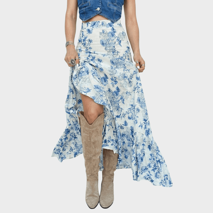 Kala Falda Maxi Gėlių arba Atvėrimų ir Volanų