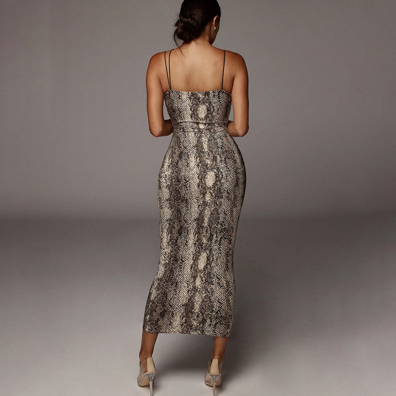 Leopardai | Seksualus Jaukus Suknelė su Leopardų Raštu ir Plonomis Dirželis