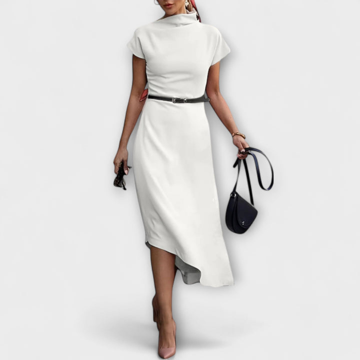 Amelia - Asymetrické městské šaty Bílá