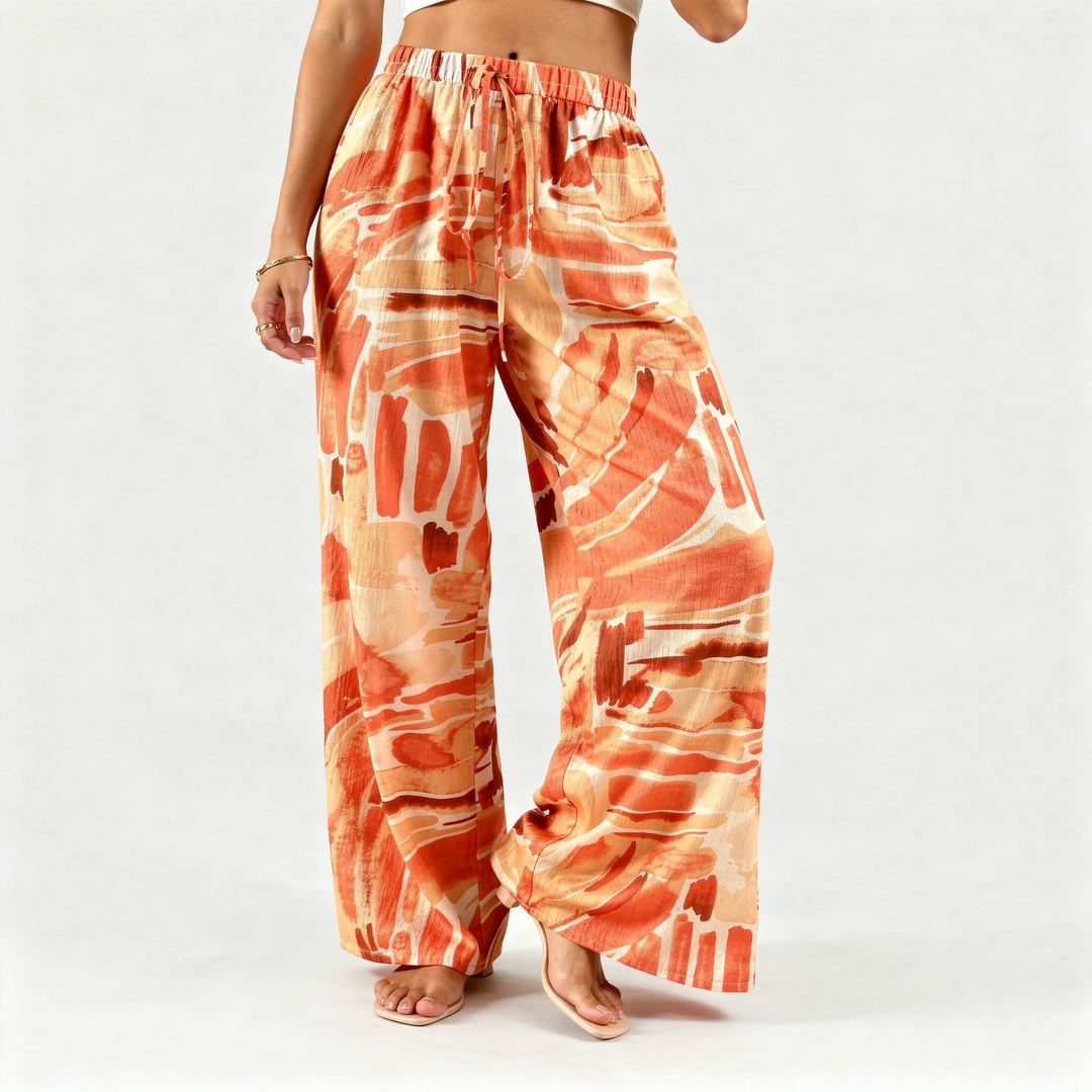 Senda Plati Kelnės su Abstrakčiu Raštu