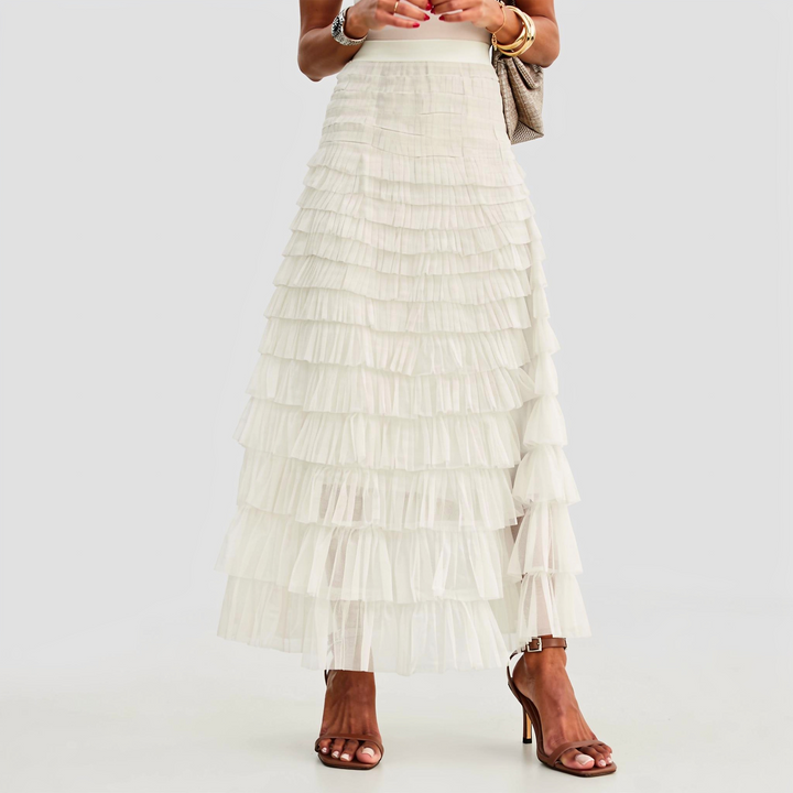 Akvilė™ - Boho Sijonas su Tinklinio Satino Apdaila