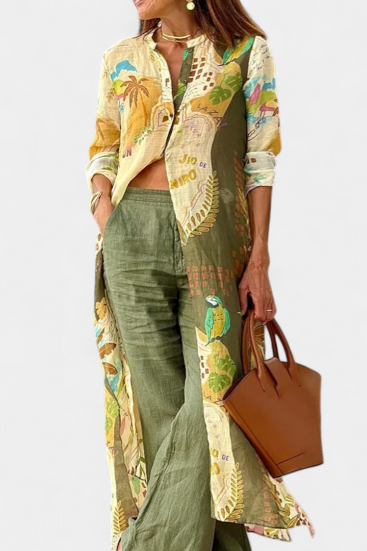 Melvina Koordinuotas Lino Komplektas su Timeless Stiliumi