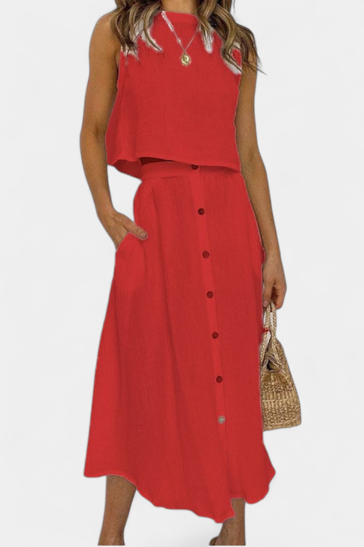 Naha Medvilnės Komplektas su Mygtukais ir Priekiniais Mygtukais