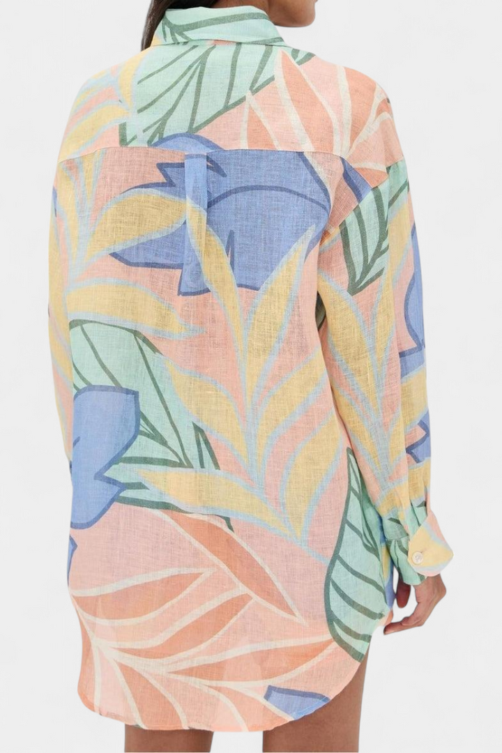 Lumina Tropikų Komplektas arba Laisvo Stiliaus Marškiniai ir Aukšto Juosmens Šortai