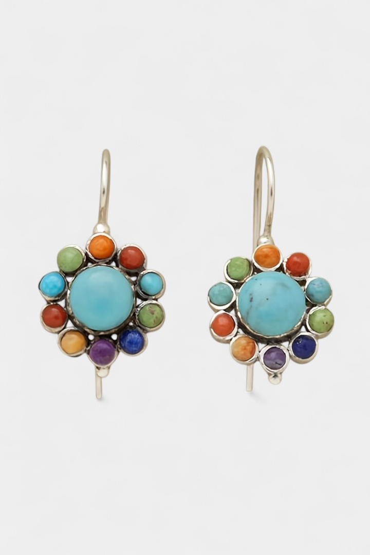 Daugiakolorės Apvalios Auskarai su Turkio