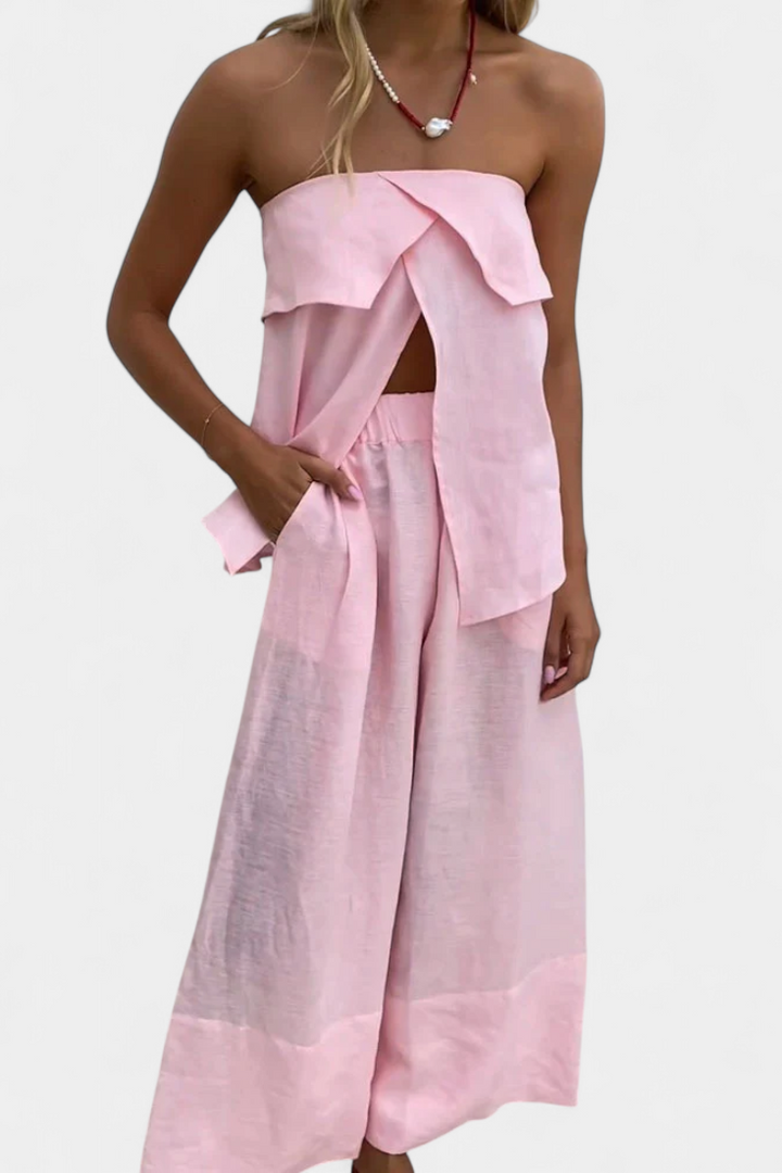 Oriana Konfekcija be Rankovių su Šoniniu Iškirpu Vienos Spalvos