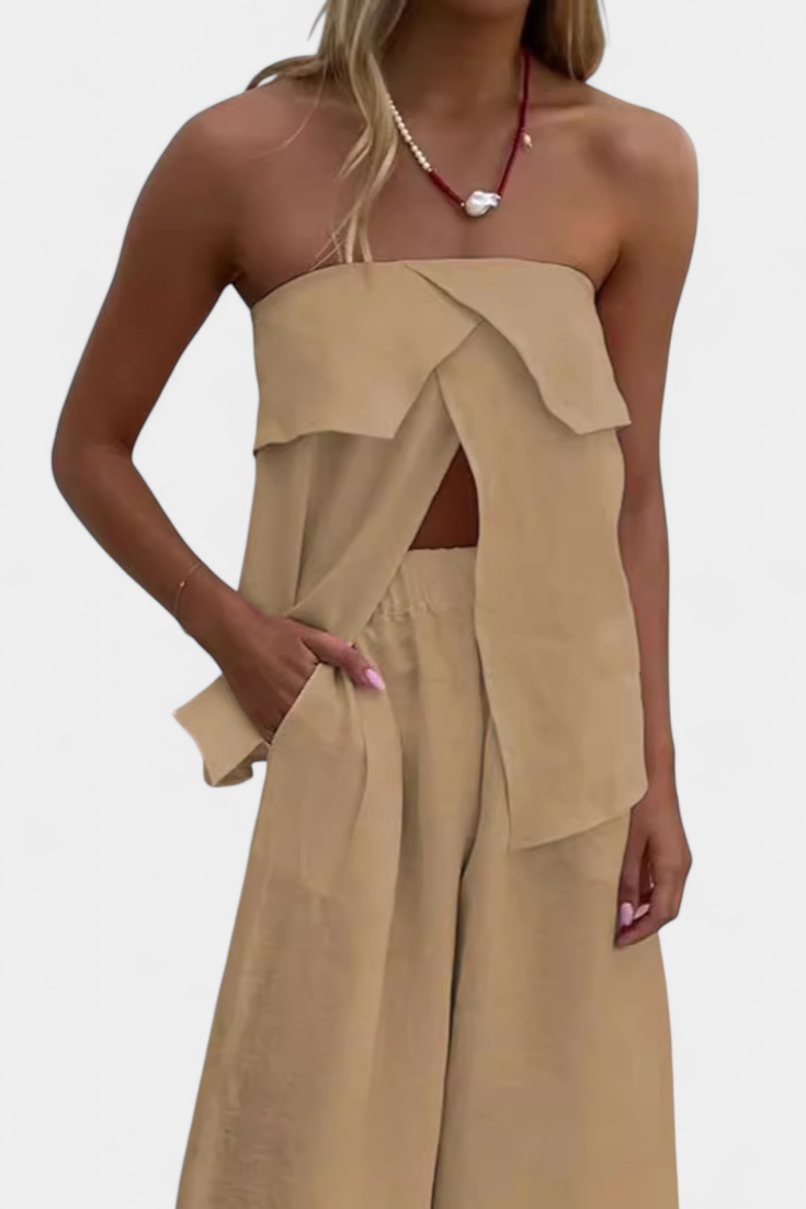 Oriana Konfekcija be Rankovių su Šoniniu Iškirpu Vienos Spalvos