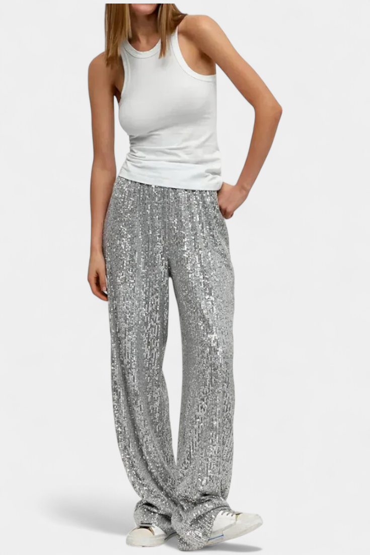 Elva Aukšto Juosmens Kelnės su Laisvu Šiluetu