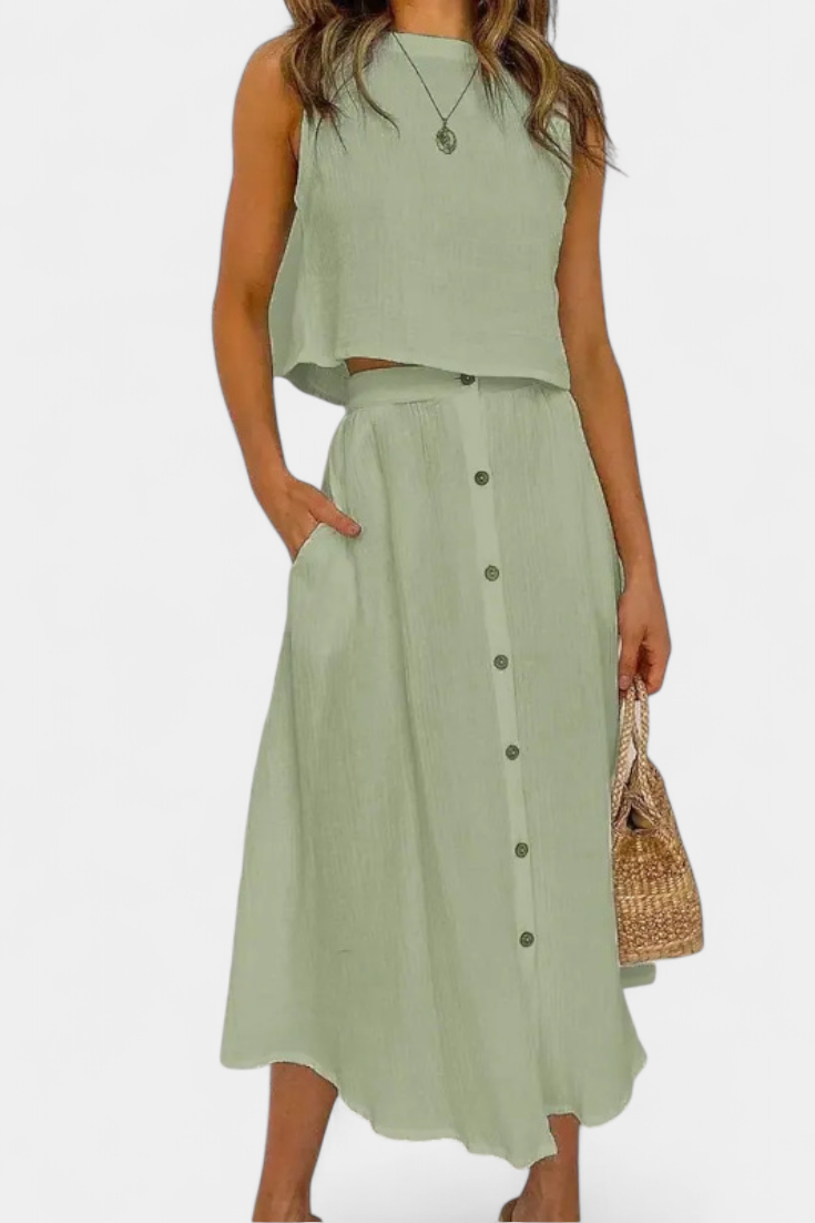 Naha Medvilnės Komplektas su Mygtukais ir Priekiniais Mygtukais