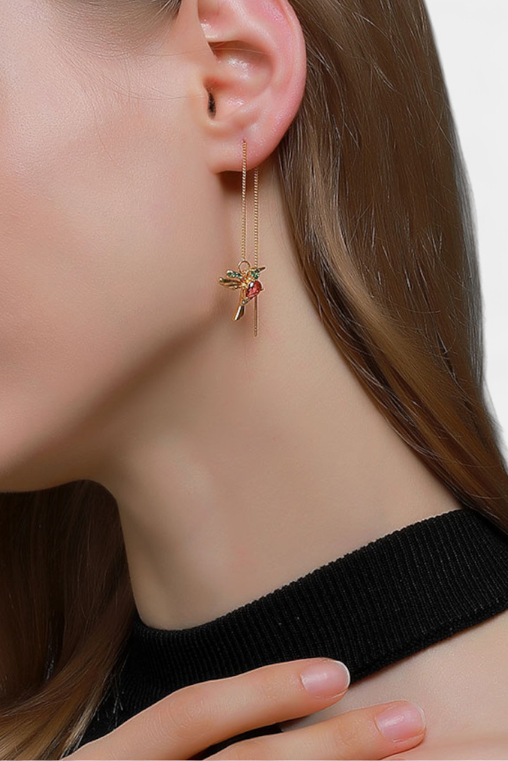 Miksuotas cirkonio paukščių auskarai