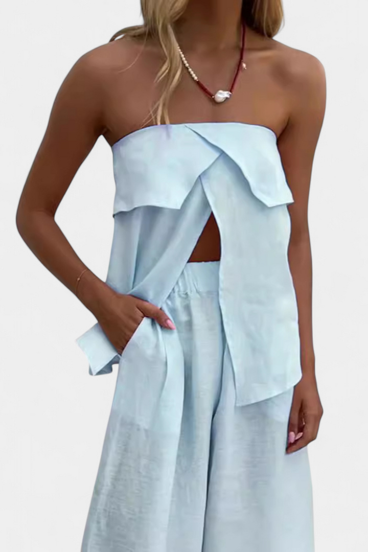 Oriana Konfekcija be Rankovių su Šoniniu Iškirpu Vienos Spalvos