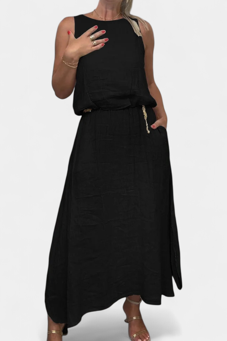 Meliora Lino ir Medvilnės Komplektas be Rankovių Liemenės ir Ilgų Sijonų