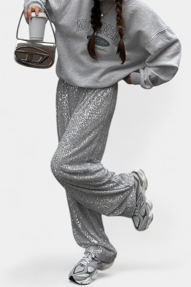 Elva Aukšto Juosmens Kelnės su Laisvu Šiluetu