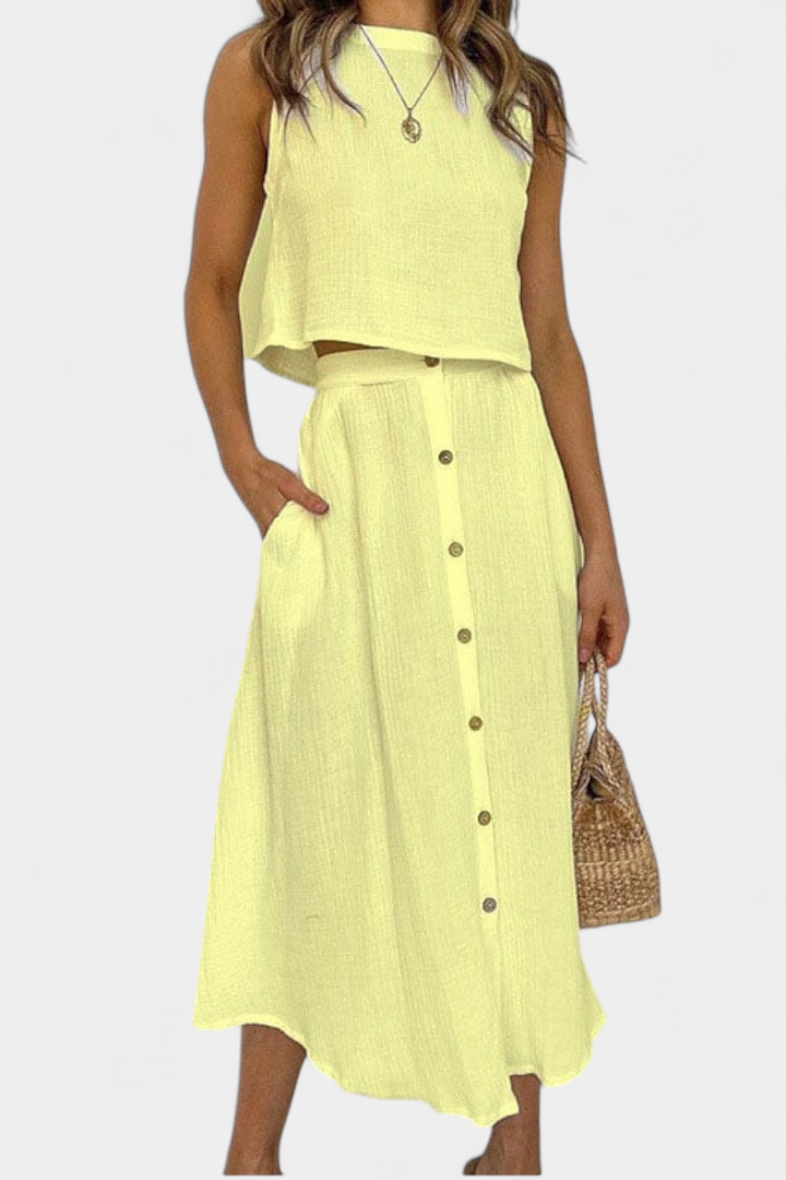 Naha Medvilnės Komplektas su Mygtukais ir Priekiniais Mygtukais