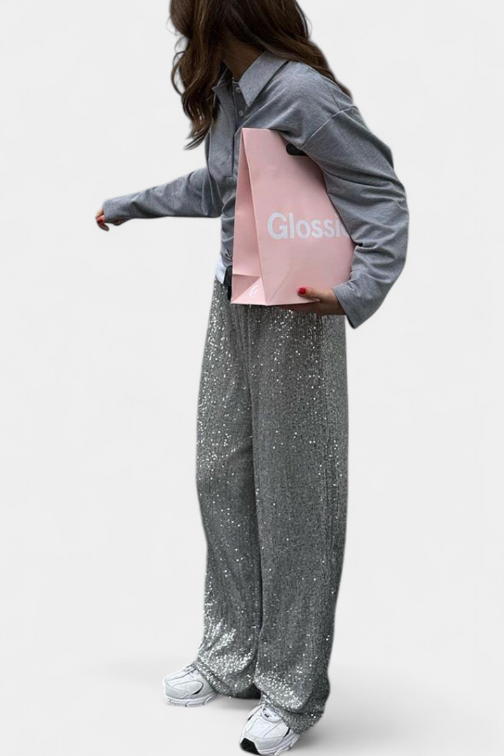 Elva Aukšto Juosmens Kelnės su Laisvu Šiluetu