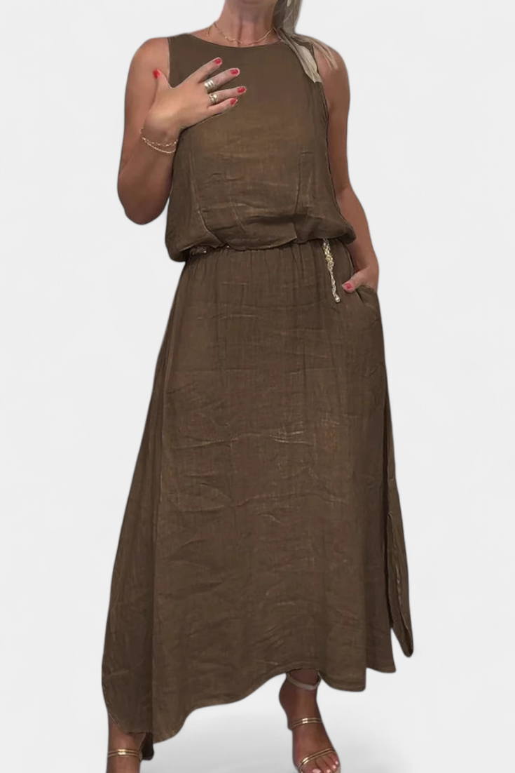 Meliora Lino ir Medvilnės Komplektas be Rankovių Liemenės ir Ilgų Sijonų