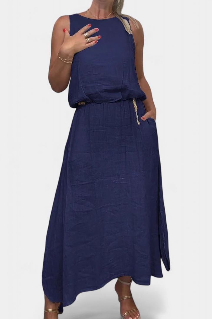 Meliora Lino ir Medvilnės Komplektas be Rankovių Liemenės ir Ilgų Sijonų