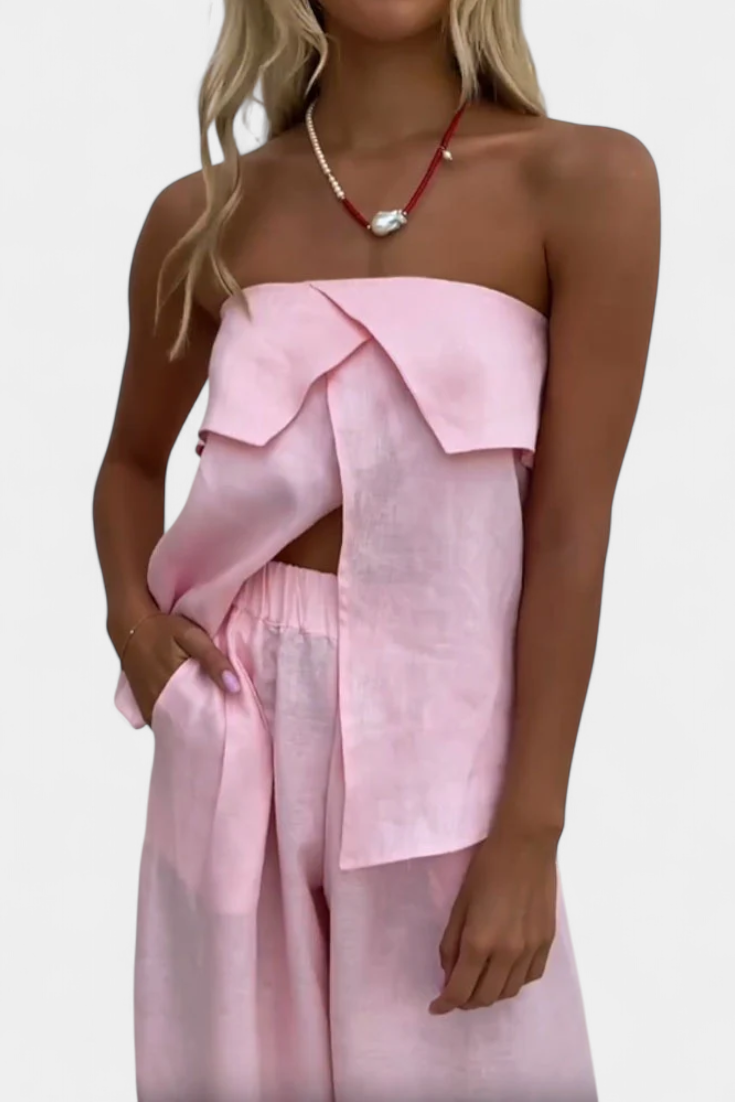 Oriana Konfekcija be Rankovių su Šoniniu Iškirpu Vienos Spalvos