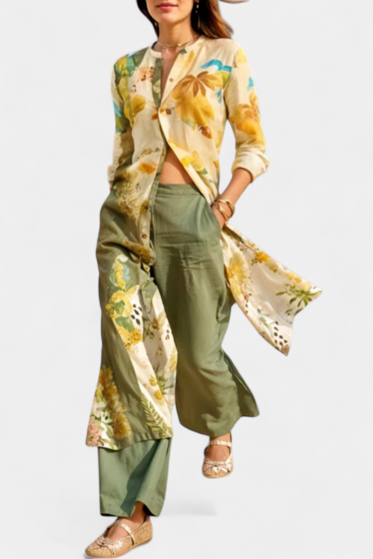 Melvina Koordinuotas Lino Komplektas su Timeless Stiliumi