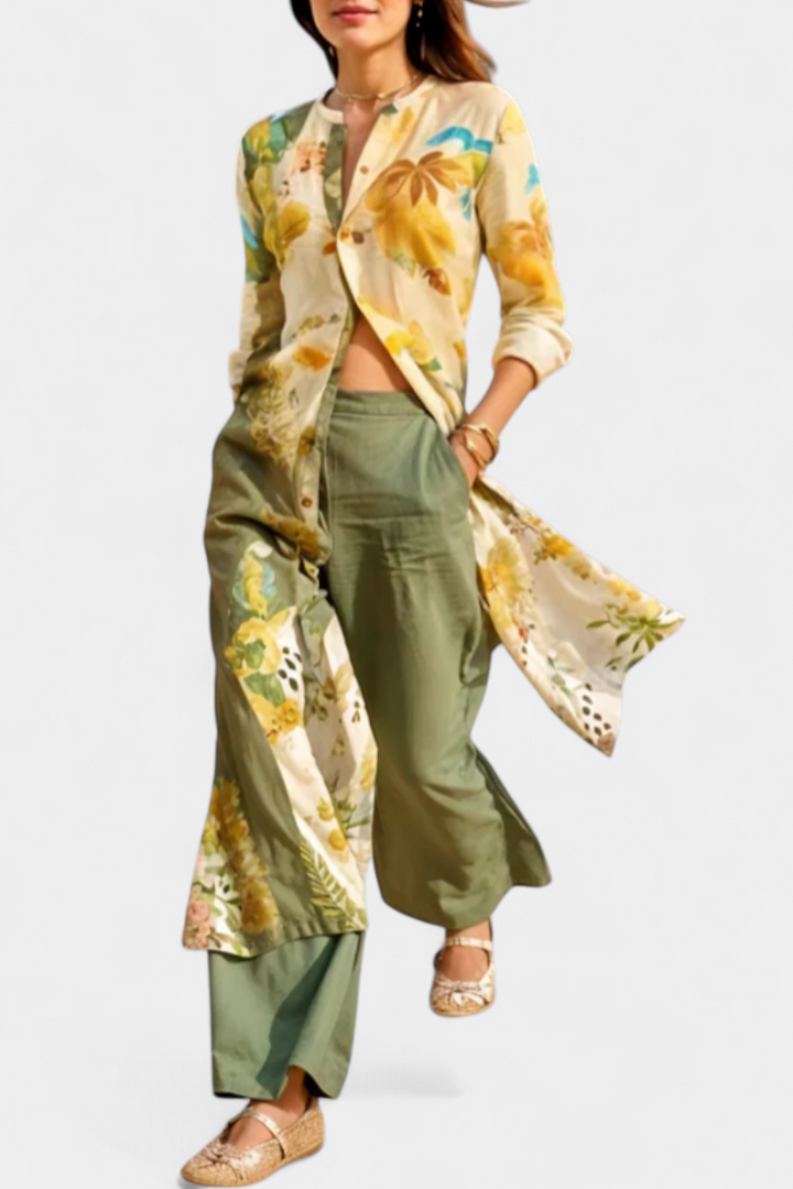 Melvina Koordinuotas Lino Komplektas su Timeless Stiliumi